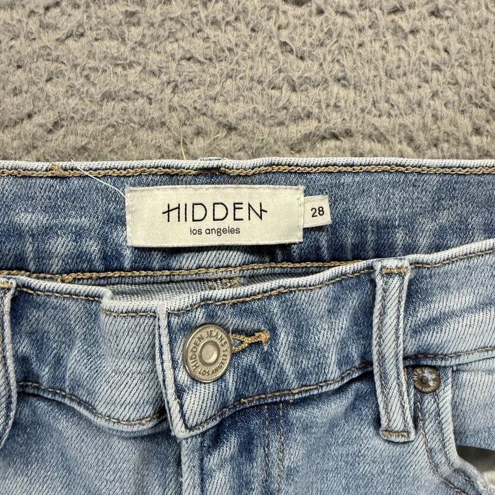 Hidden Jeans Womens 28x30 Blue Cotton Denim Wide-Leg Distressed Workwear Stretch - Picture 3 of 11